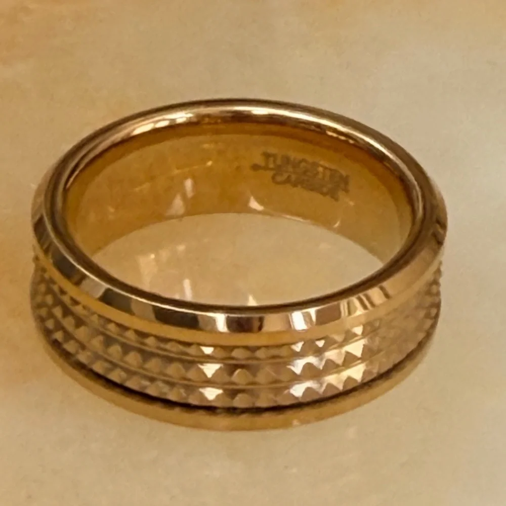 8mm Yellow Gold plated Jagged Center Wedding Band